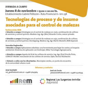 Tecnologías de procesos e insumos asociadas al control de malezas @ Los Surgentes - Inriville, Córdoba