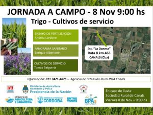 Jornada a campo - Trigo y cultivos de servicios @ INTA Canals, Córdoba