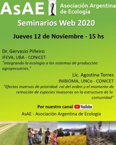 Seminarios web 2020. Asociación Argentina de Ecología - AsAE